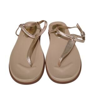 [D111] Sam Edelman Gold Flat Sandals with Thong Design, Size 7.5